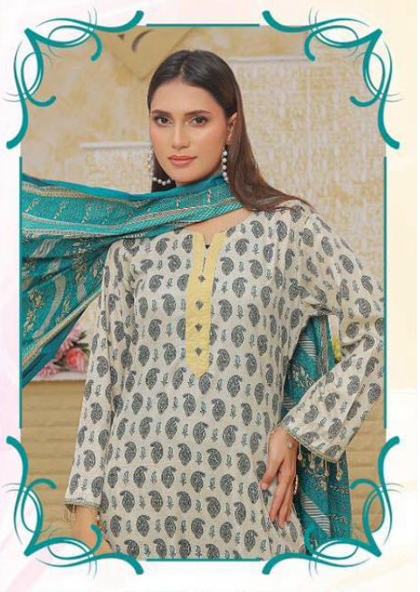 Elegant Printed 3-Piece Mixed Fabric Suit