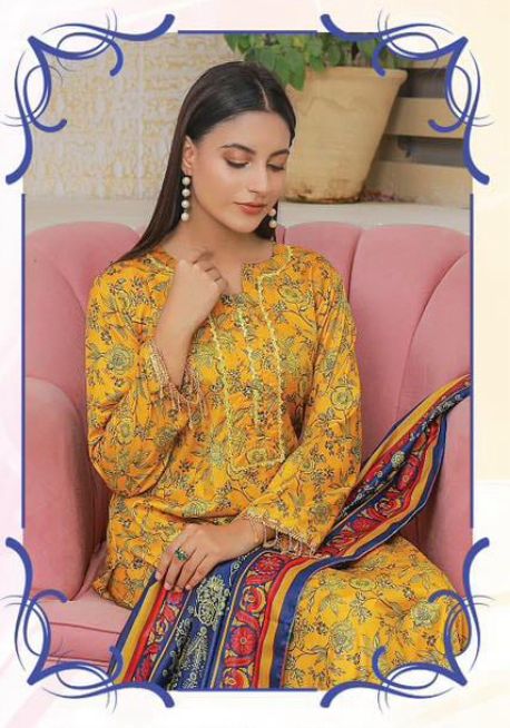 Elegant Printed 3-Piece Mixed Fabric Suit