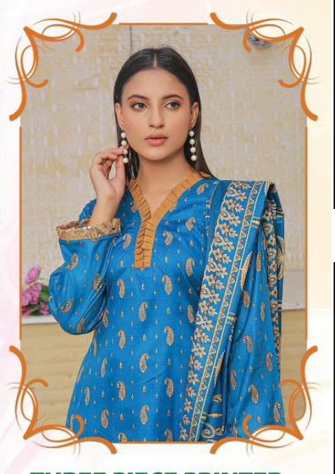 Elegant Printed 3-Piece Mixed Fabric Suit