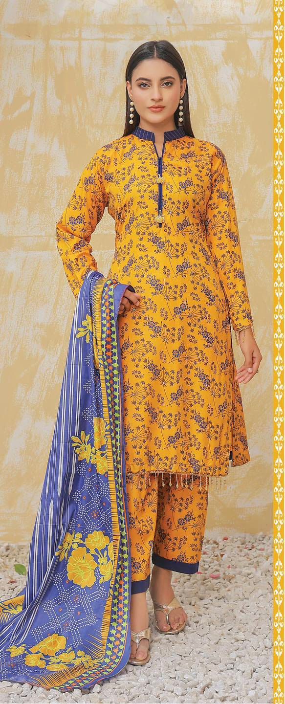 Elegant Printed 3-Piece Mixed Fabric Suit