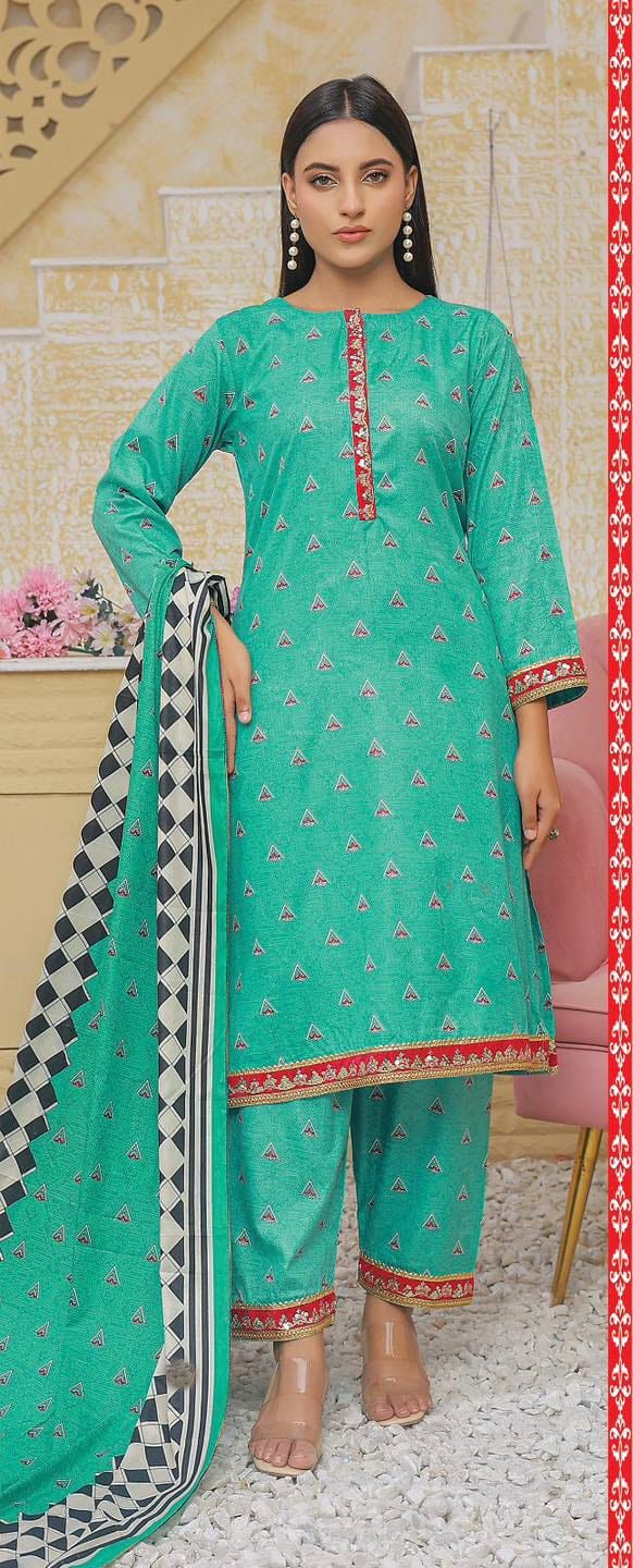 Elegant Printed 3-Piece Mixed Fabric Suit