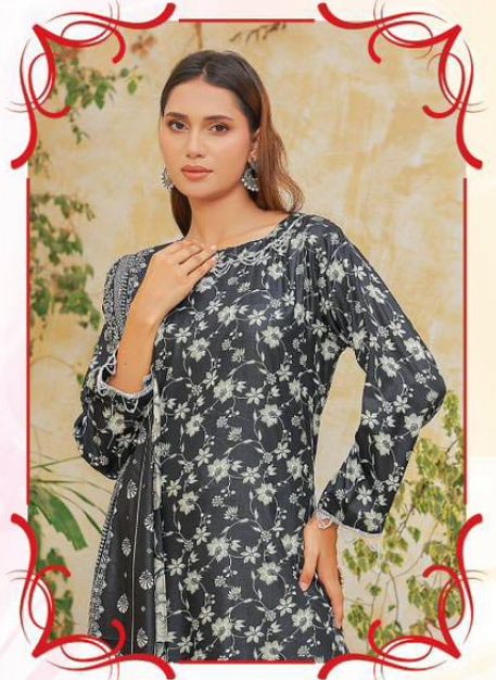 Elegant Printed 3-Piece Mixed Fabric Suit