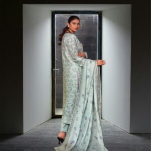 Unstitched 3-Piece Pastel Green Khari Embroidered Suit with Printed Dupatta and Lace Borders