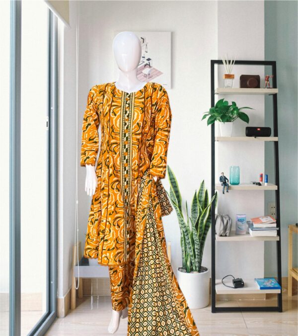 Sunshine Glamour – Binsaed 3-Piece Yellow Frock Suit - Image 4