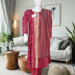 Royal Maroon Charm – Binsaed 3-Piece Frock Suit